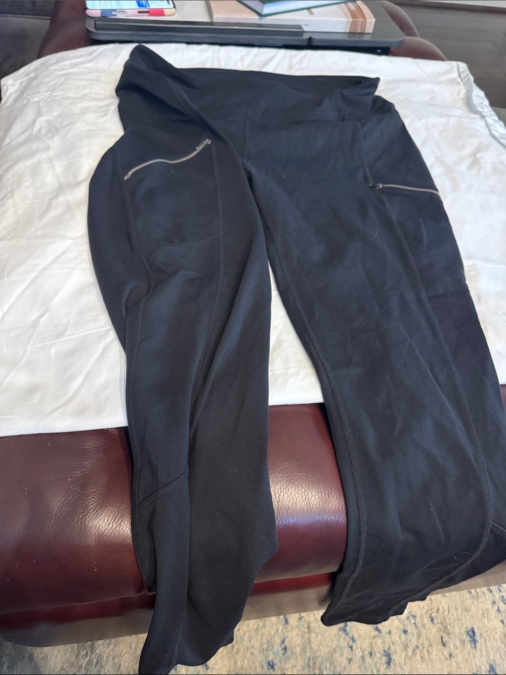 Athleta Black High-Waist Performance Leggings with Zipper Pockets